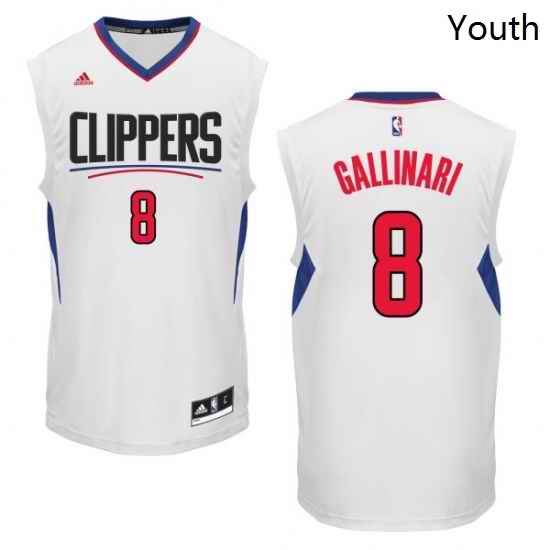 Youth Adidas Los Angeles Clippers 8 Danilo Gallinari Swingman White Home NBA Jersey